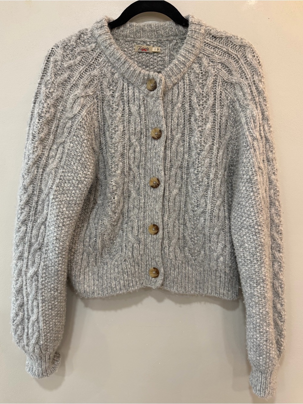 Faherty Frost Cropped Cardigan Alpaca Small
